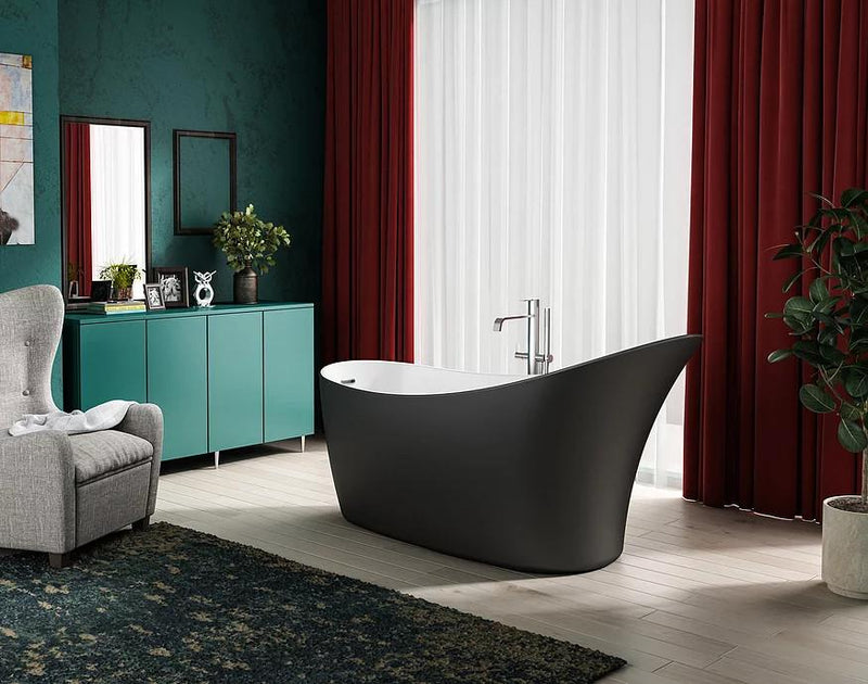 Charlotte Edwards Matt Black 1720mm Portobello Freestanding Bath