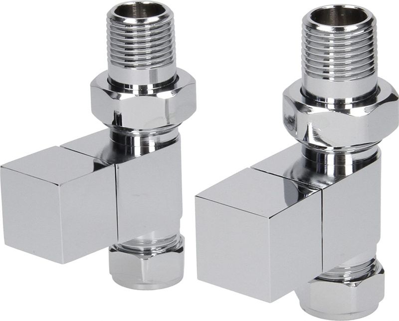 Cube Modern Straight Radiator Valves Chrome (Pair)