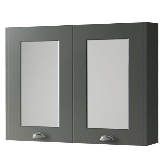 FUR525AS Kartell Astley 800mm Mirror Cabinet - Matt Grey