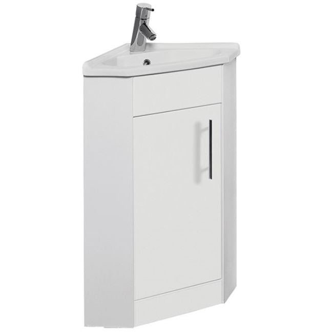 Impakt Corner Vanity Unit and Basin White Gloss
