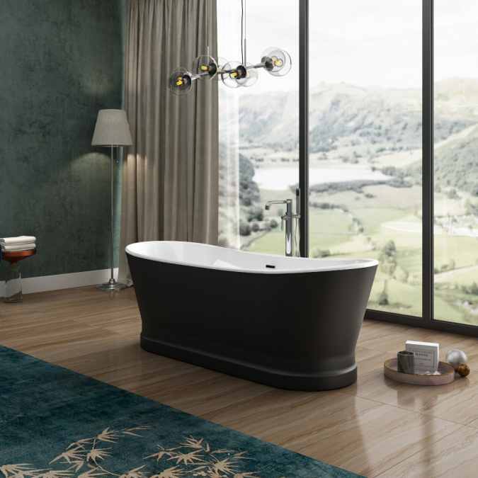 Charlotte Edwards Jupiter Matt Black Freestanding Bath 1700 x 700mm