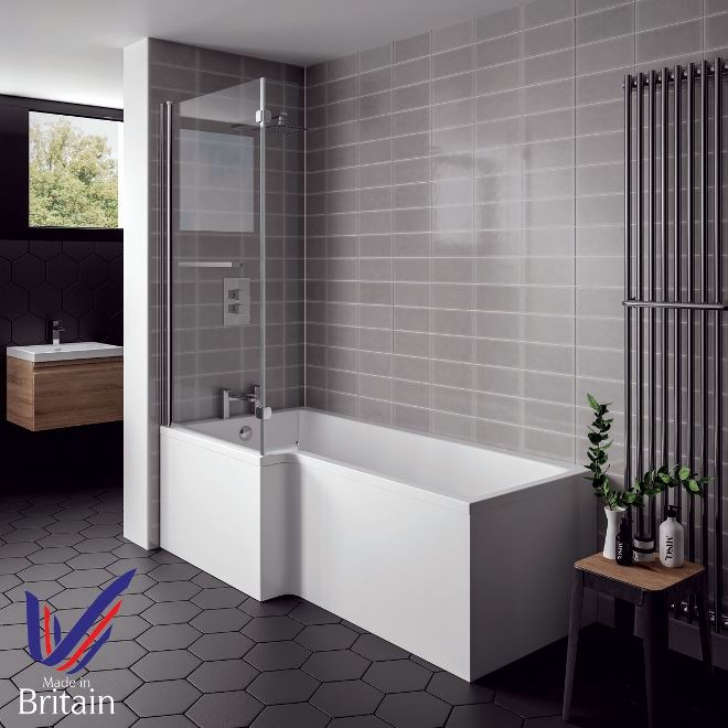 L SHAPE SHOWER BATH, PANEL AND SCREEN 1500 X 700/850MM