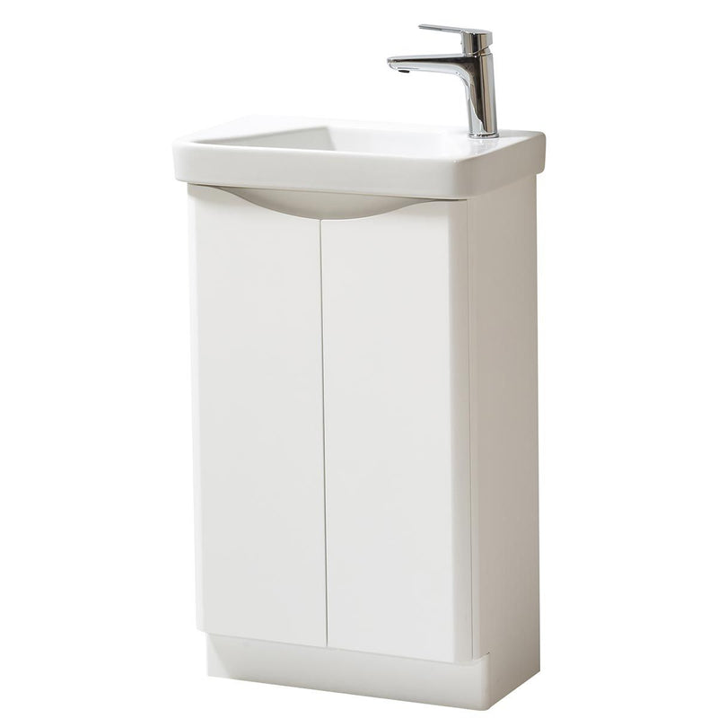Arc Floor Standing 2 Door Cloakroom Unit -White Gloss