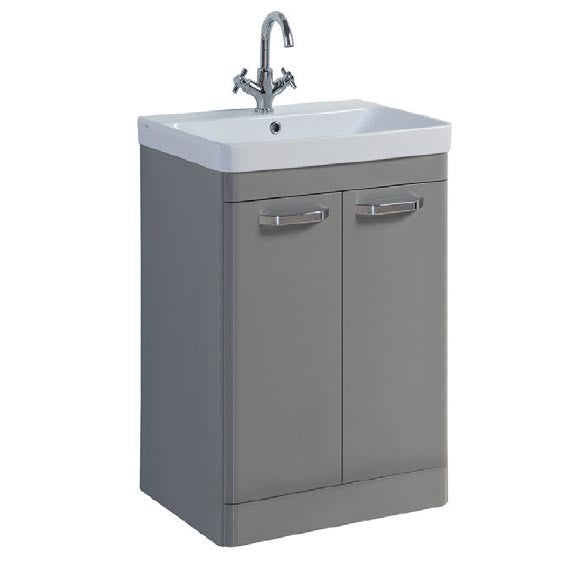 FUR291OP-FUR148ME Kartell Options 500mm Floor Standing 2 Door Unit & Ceramic Basin - Basalt Grey