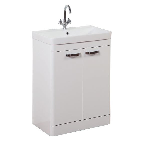 FUR290OP-FUR148ME Kartell Options 500mm Floor Standing 2 Door Unit & Ceramic Basin - White