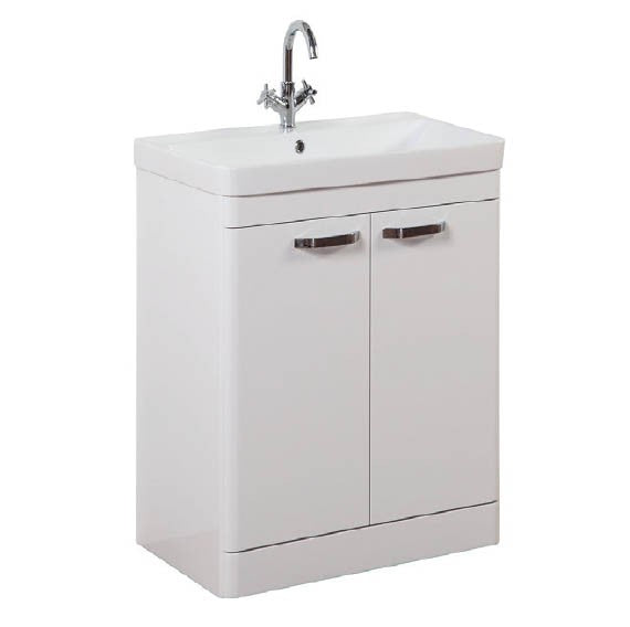 FUR292OP-FUR149ME Kartell Options 600mm Floor Standing 2 Door Unit & Ceramic Basin - White