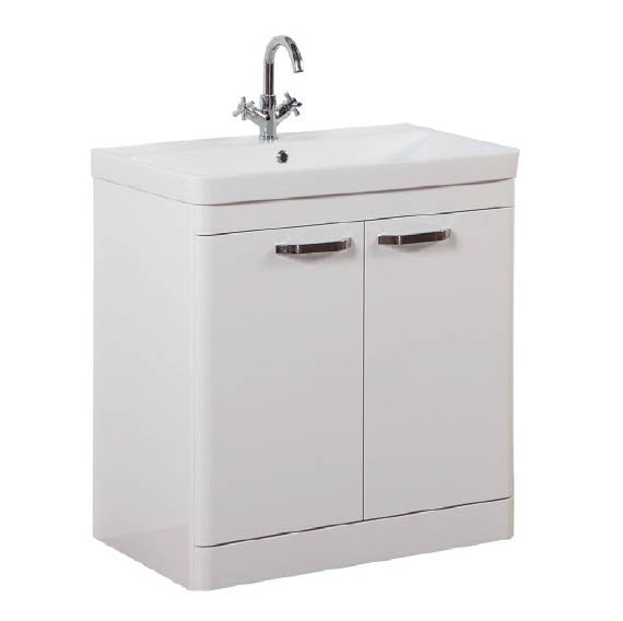 FUR294OP-FUR150ME Kartell Options 800mm Floor Standing 2 Door Unit & Ceramic Basin - White