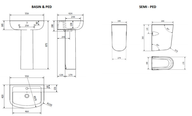 Kartell Studio Basins Technical drawing