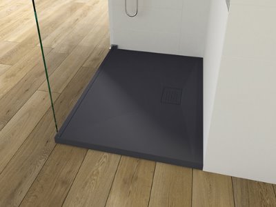 KineSurf Plus Square Shower Trays Textured Anthracite with Colour Match Waste - choice of sizes