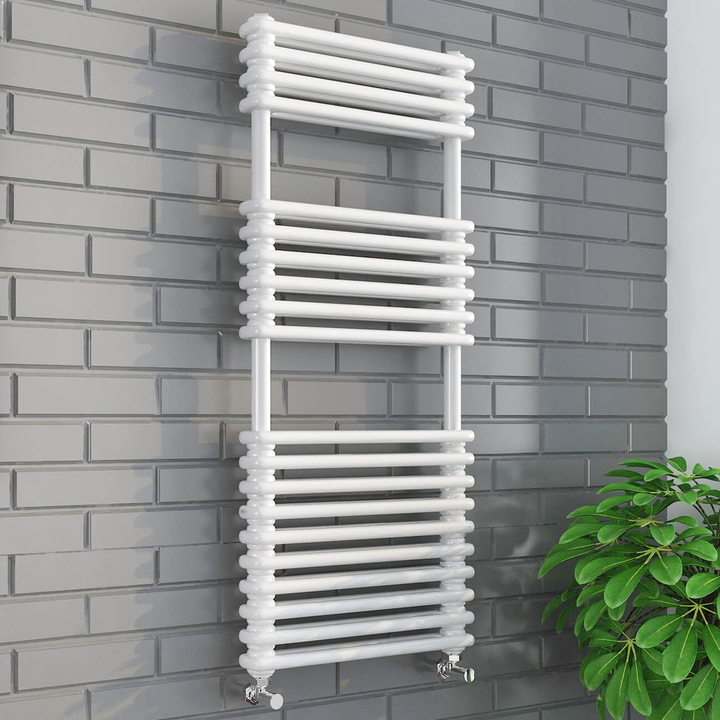 Kolumn Designer Towel Rail White 500mm Wide