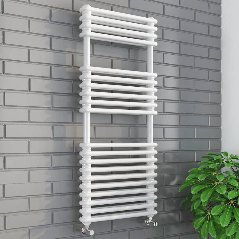 Kolumn Designer Towel Rail White 500mm Wide