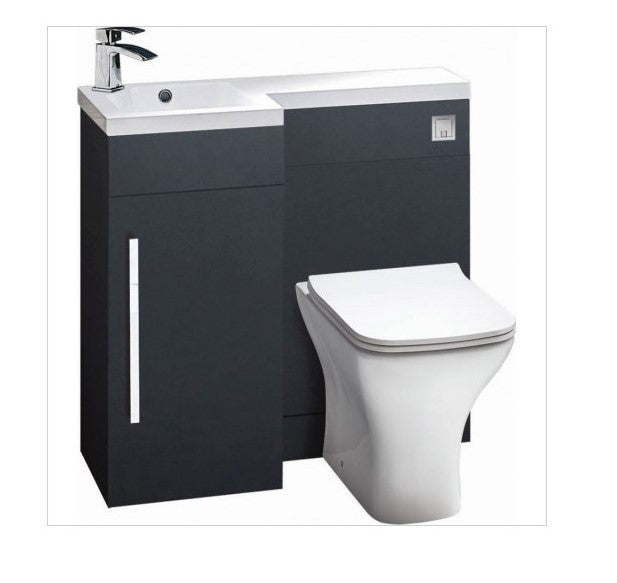 Lili 900mm L Shaped Furniture Pack Vanity & WC Unit Combined with 1 Piece Top Matt Grey Left Hand