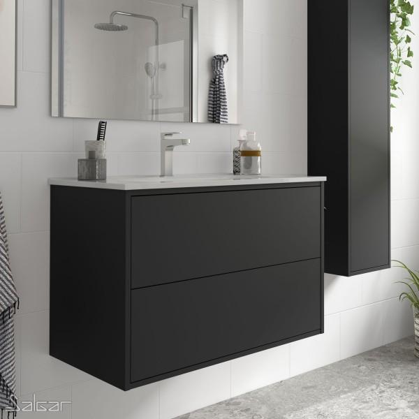 Optimus Matt Black 1010mm Wall Hung Vanity Unit And Basin
