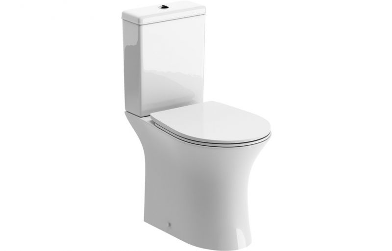 Huby Rimless Close Coupled-Open Back Toilet with Soft Close Seat