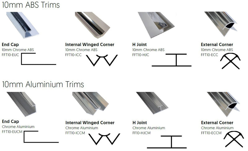 Chrome ABS Internal Corner Trim for 10mm PVC Wall Panels