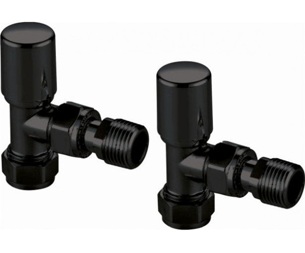 Black Modern Angled Radiator Valves (Pair)