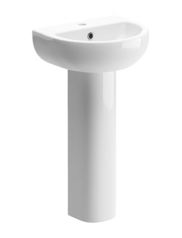 Naburn 450mm Cloakroom Basin and Full Pedestal