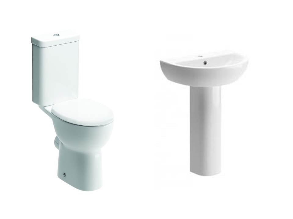 Naburn Suite, Close Coupled Toilet, Basin and Full Pedestal