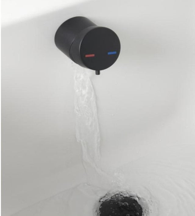 Black Overflow Bath Filler Valve with Combined Waste