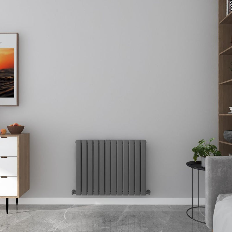 Milan Flat Panel Matt Anthracite Grey Horizontal Designer Radiator ...