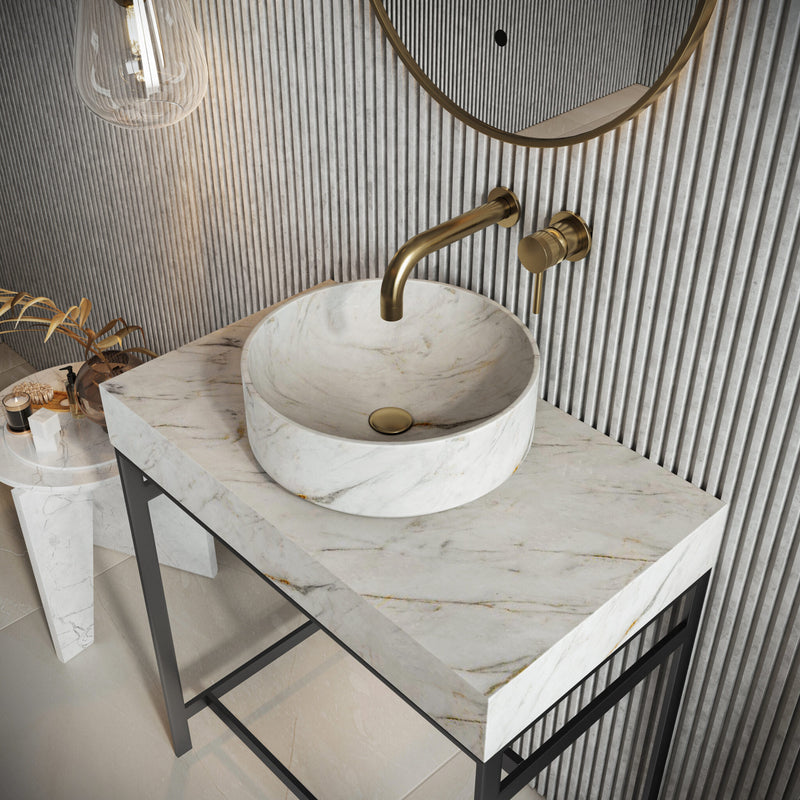 Sanctuary Arabescato White Round Marble Basin 350mm