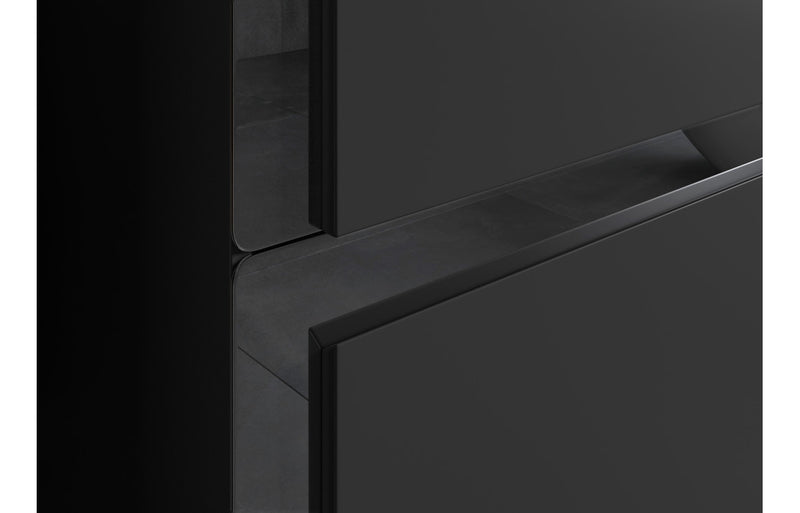 Premier 350mm Wall Hung 1 Door Tall Unit- Matt Black & Glass