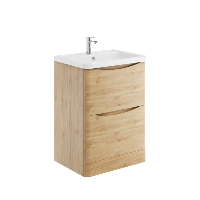 Bella 600mm Vanity Unit And Basin Floor Standing Davos Oak
