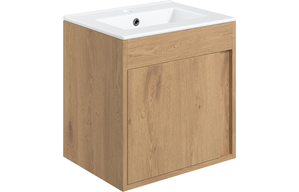 Smart Wall Hung 1 Door Basin Unit- Seville Oak