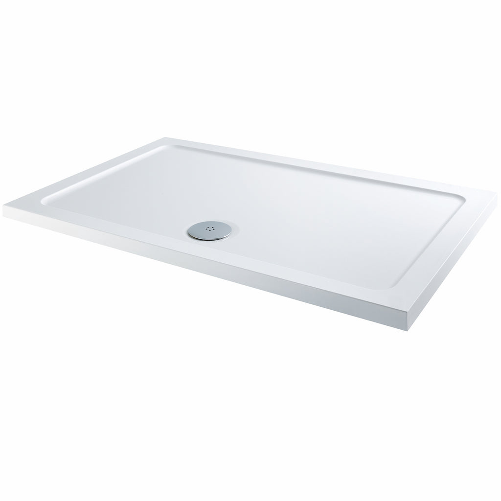 30mm Shires Eco-Stone Rectangular Shower Trays with Brass, Gun Metal, Black or Chrome Fast Flow Waste