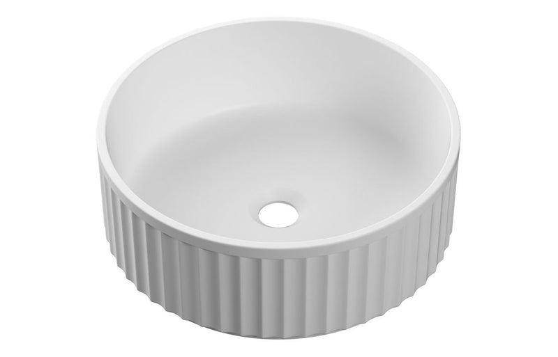 Fluted 400mm Round Countertop Wash Bowl