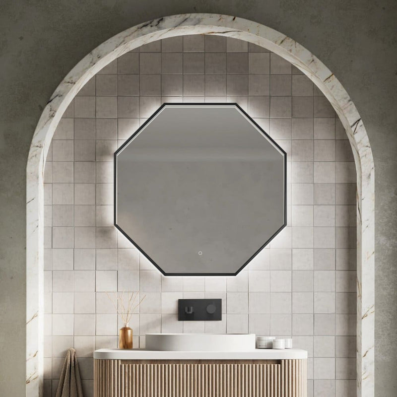 Passa LED Mirror With Demister Pad Matt Black
