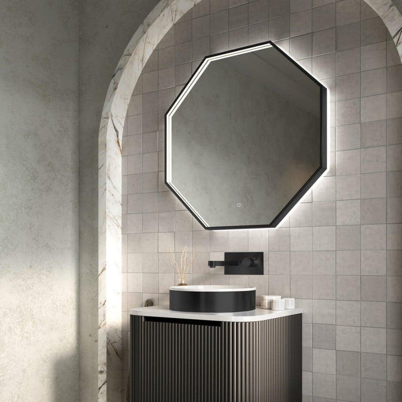 Passa LED Mirror With Demister Pad Matt Black