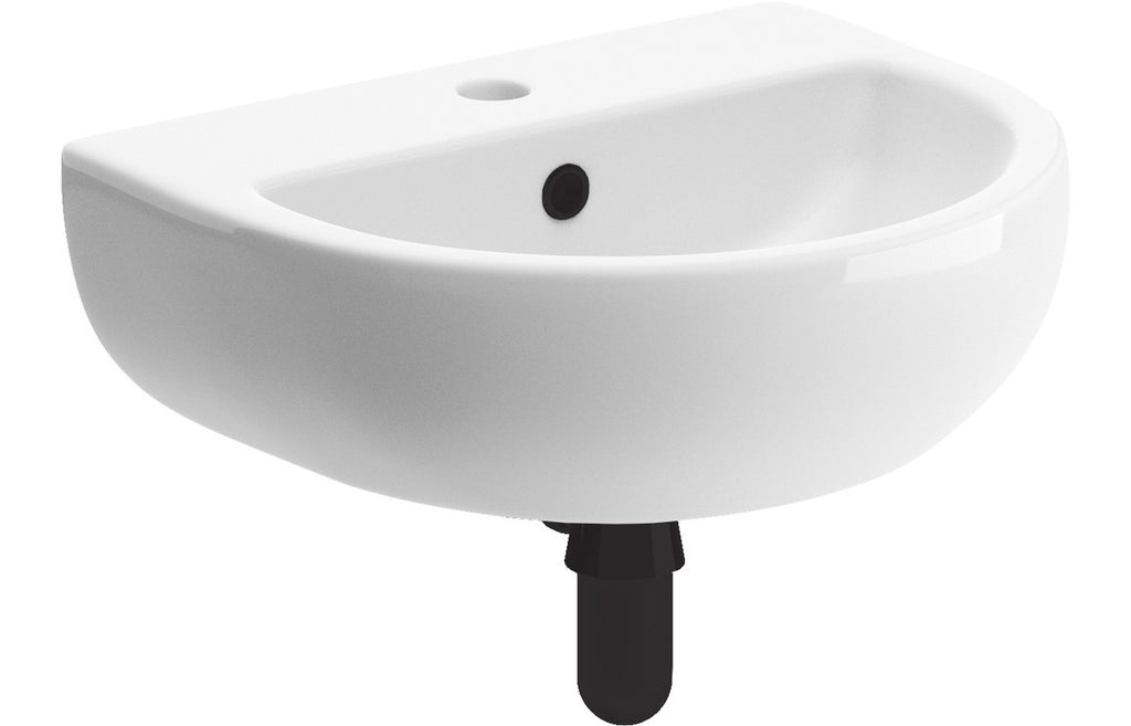 Naburn 450mm Cloakroom Basin and Matt Black Bottle Trap