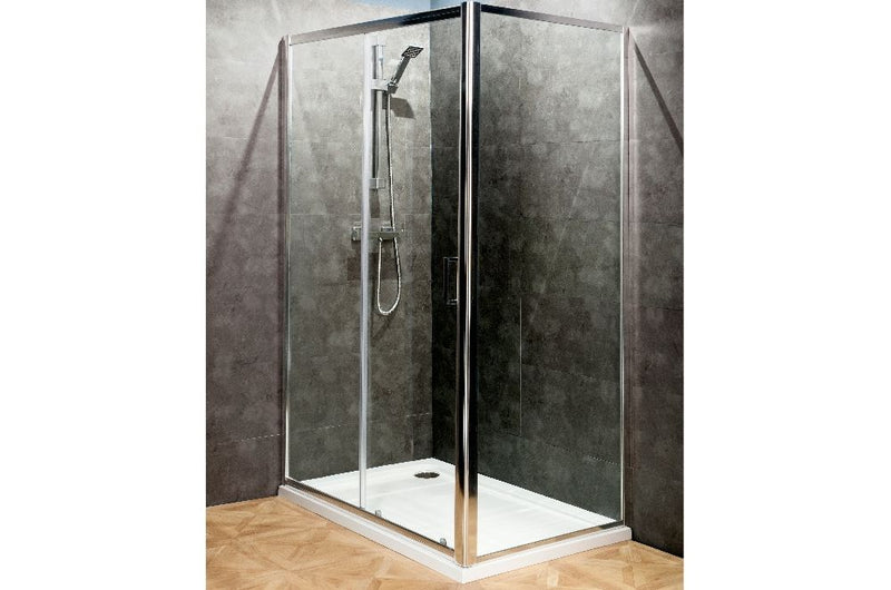 Mere Alba 1600mm x 1000mm Sliding Shower Door Enclosure with Kinesurf Grey Tray & Waste
