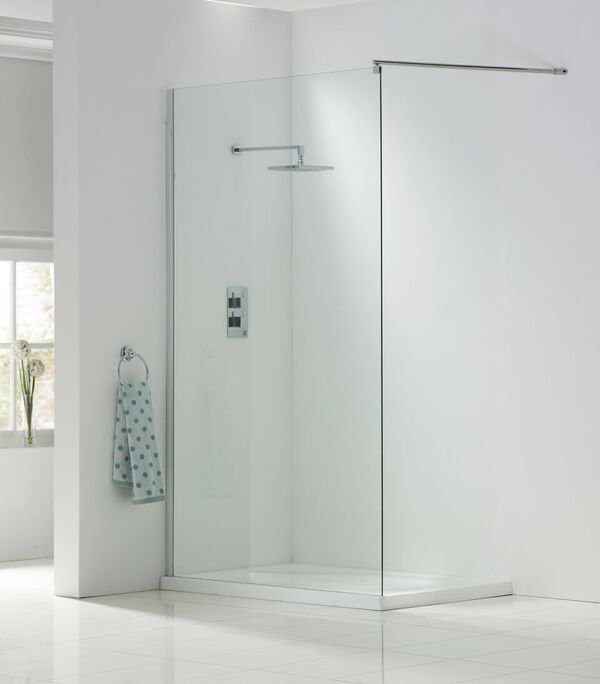 Wetroom Panels 2000mm High in 8mm Easy Clean Glass choice of sizes and fittings - Leeds Clearance Bathrooms
