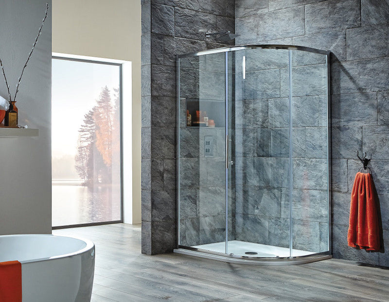 Single Door Offset Quadrant Enclosure 6mm Easy Clean Glass 1200 x 800mm - Leeds Clearance Bathrooms