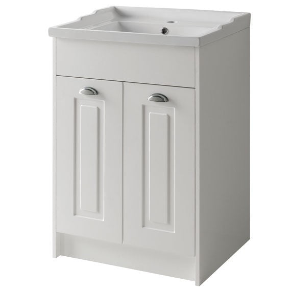 Kartell K-Vit Astley 600mm Floor Standing 2 Door Unit & Ceramic Basin - Matt White