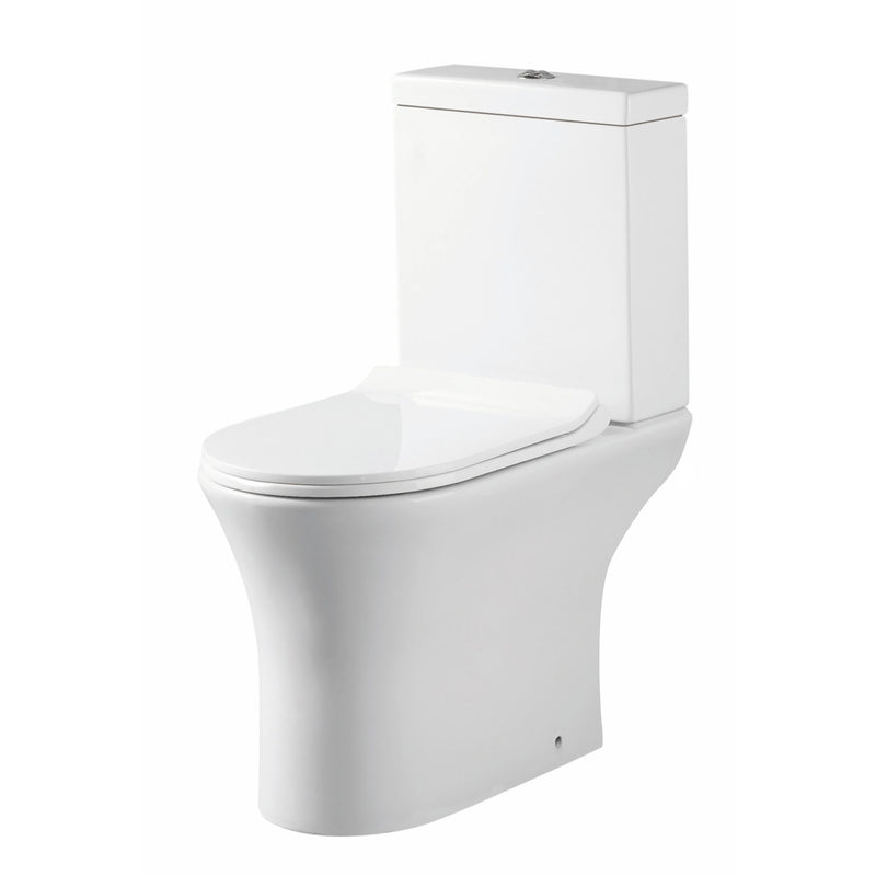 Deia Rimless, Open Back Close Coupled Toilet And Soft Close Seat Black or Chrome Flush