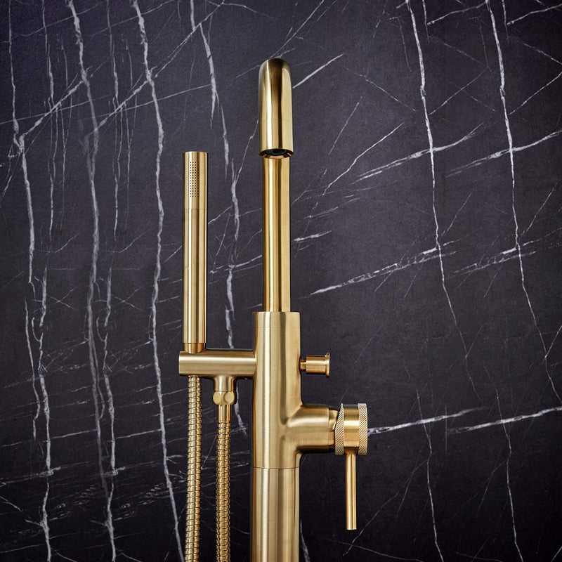 Core Freestanding Bath Shower Mixer- Brushed Brass