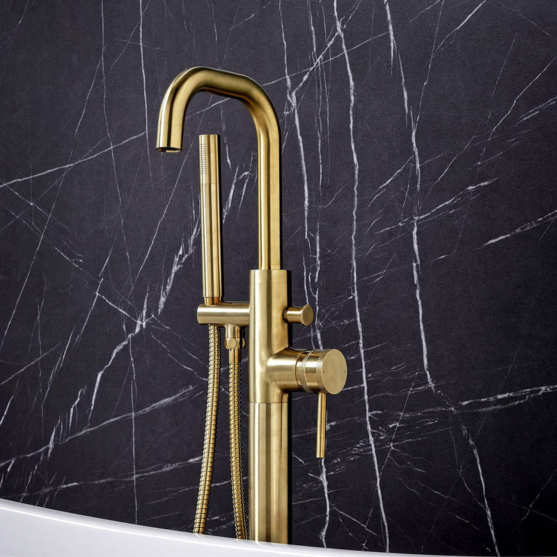 Core Freestanding Bath Shower Mixer- Brushed Brass