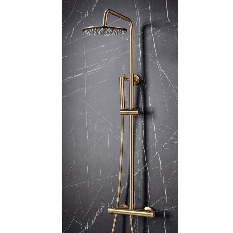 Core Brushed Brass Round Rigid Riser Shower