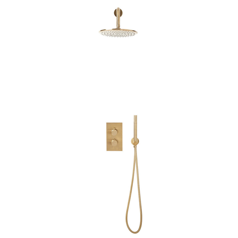 Core Brushed Brass Round Handle, Handset and Mounting Bracket
