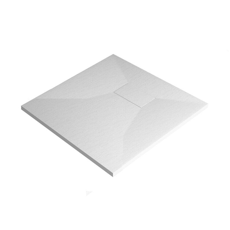 White Stone Effect Shower Tray 900 x 900mm Anti Slip