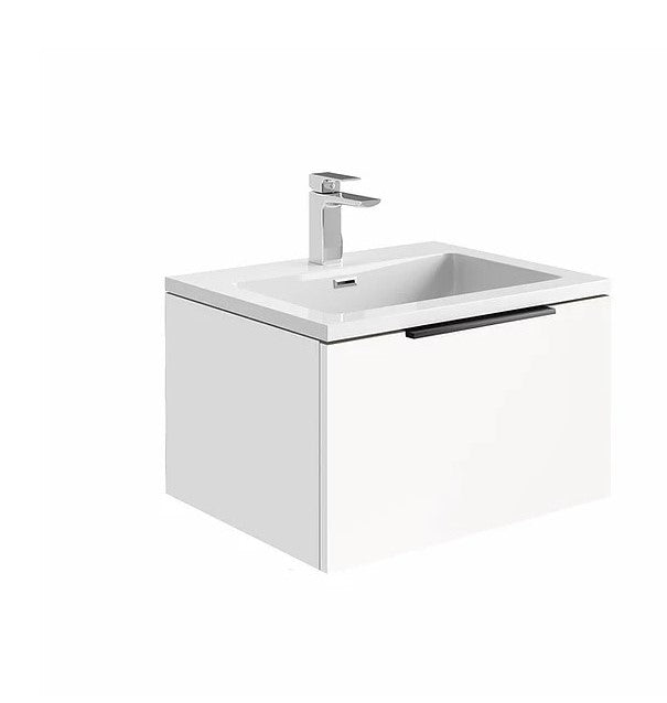 Ambience 600mm Wall Hung LED Vanity Unit And Basin Matt White, Grey or White Basin and Optional Frame