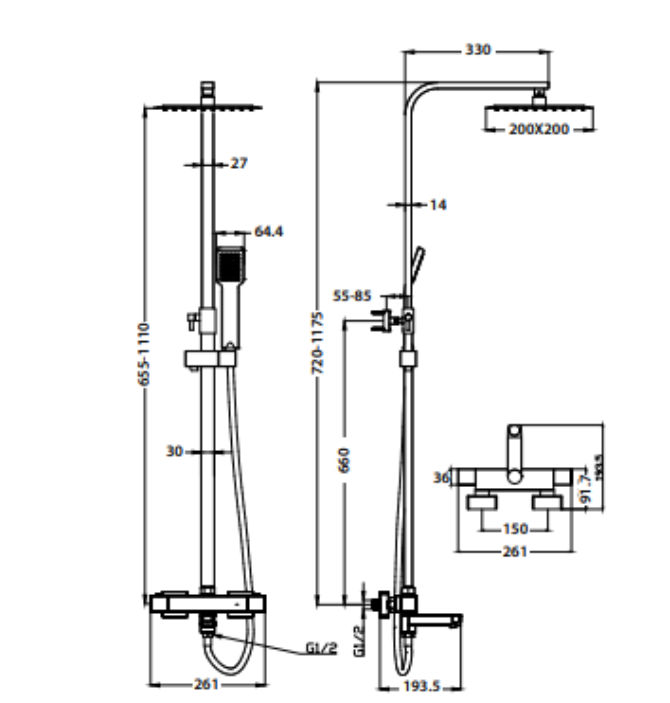 Block Rigid Riser Shower With Bath Filler – Leeds Clearance Bathrooms