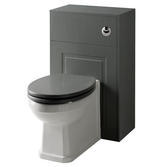 Kartell Astley 500mm WC Unit with BTW WC Pan and Soft Close Seat - Matt Grey