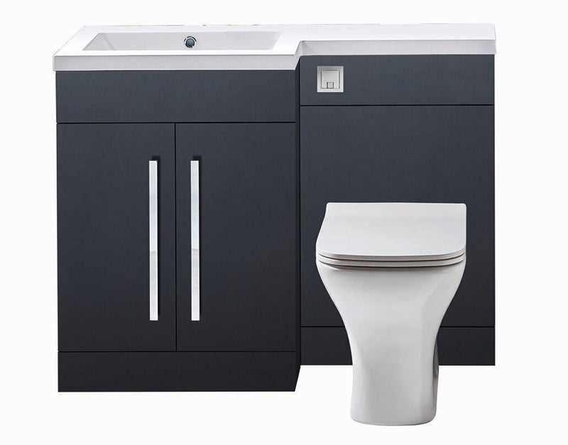 Lili L Shaped Furniture Pack Vanity & WC Unit Combined with 1 Piece Top Matt Grey Left Hand