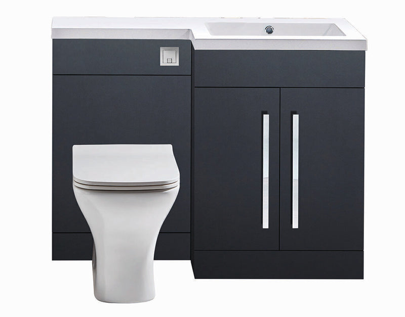 Lili L Shaped Furniture Pack Vanity & WC Unit Combined with 1 Piece Top Matt Grey Right Hand