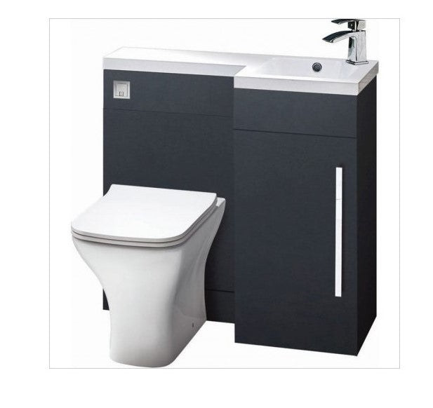 Lili 900mm L Shaped Furniture Pack Vanity & WC Unit Combined with 1 Piece Top Matt Grey Right Hand