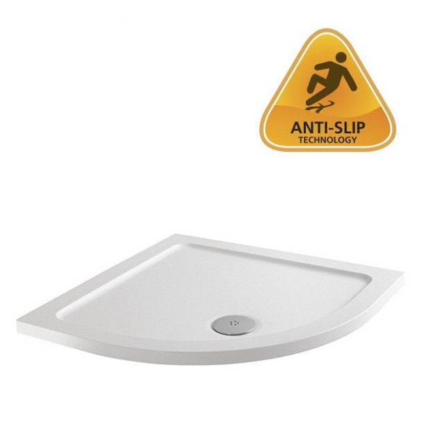 40mm Prism Anti-Slip Low Profile 900mm Quadrant Shower Tray with Black or Chrome Fast Flow Waste